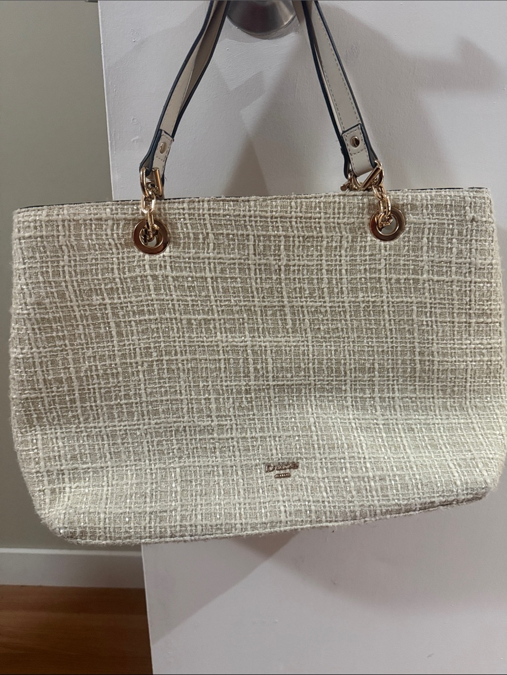 Dune London Cream Woven Tote with Gold Hardware - Picture 2 of 9